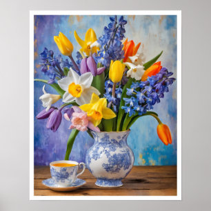 Spring Flower Arrangement Daffodils Tulips Art Poster
