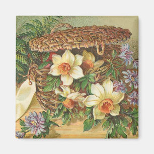 "Spring Flower Basket" Vintage Magnet