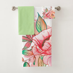 spring Flower Bath Towel Set