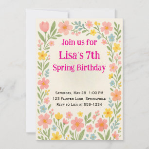 Spring Flower Birthday Invitation