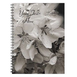 Spring Flower Blossoms In Black And White Spiral Notebook