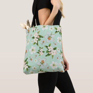 Spring Flower Blossoms Pattern Tote Bag