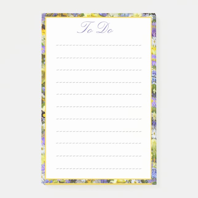 Spring Flower Border To Do List Post-it Notes (Front)