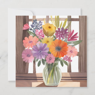 Spring Flower Bouquet Floral Pastel Watercolor Card