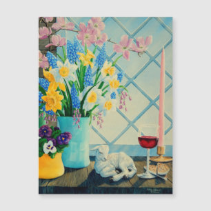Spring flower bouquet, Lamb of God, wine/bread