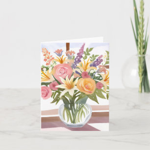 Spring Flower Bouquet   Pretty Floral Card
