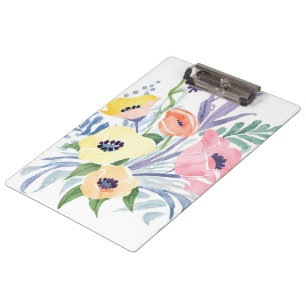 Spring Flower Bouquet Pretty Floral Watercolor Clipboard