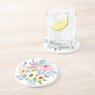 Spring Flower Bouquet Pretty Floral Watercolor Coaster