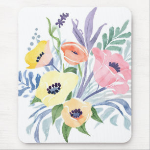 Spring Flower Bouquet Pretty Floral Watercolor Mouse Pad