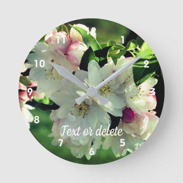 Spring Flower Crabapple Blossoms 2 Personalised Round Clock (Front)