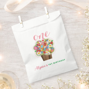 Spring Flower Cupcake Girl's 1st Birthday Party Favour Bags