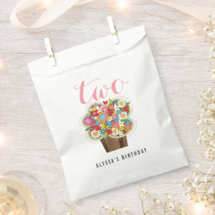 Spring Flower Cupcake Girl's 2nd Birthday Party Favour Bags