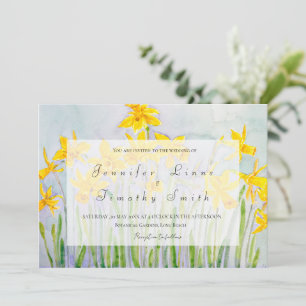 spring flower daffodils  wedding invitation 
