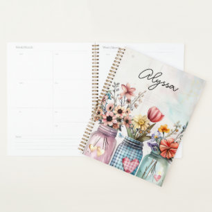 Spring Flower Design with Name Planner