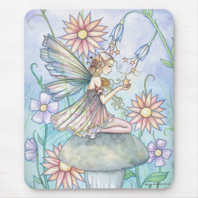 Spring Flower Fairy Art by Molly Harrison Mouse Pad (Front)