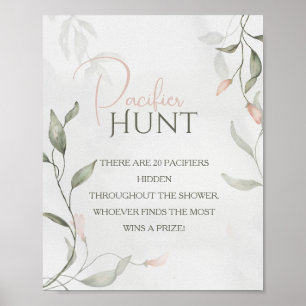 Spring Flower Floral Baby Shower Pacifier Hunt Poster