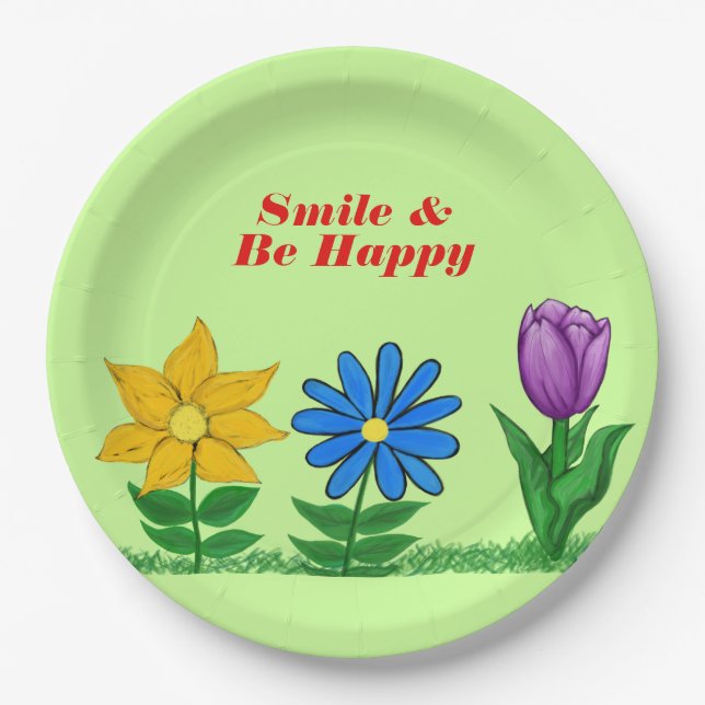 Spring Flower Garden Paper Plates (Front)