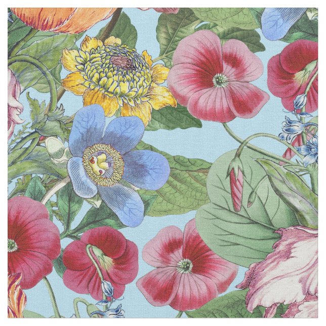 Spring Flower Garden Pattern Fabric (Close Up)
