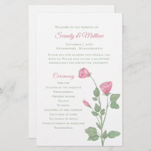Spring Flower Garden Pink Floral Wedding Program