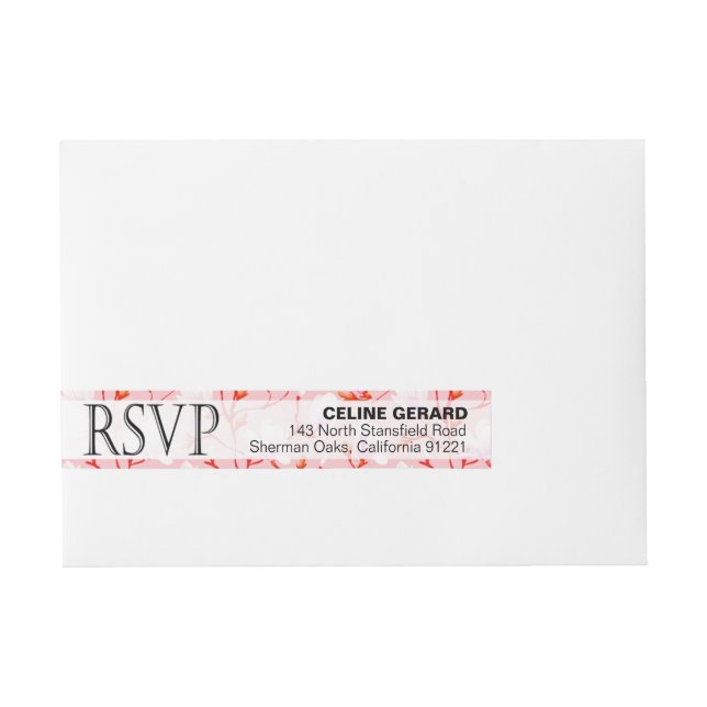 Spring Flower Garden RSVP | pink Wraparound Address Label (Front)