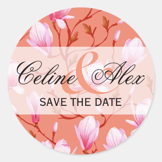 Spring Flower Garden Save the Date | melon Classic Round Sticker (Front)