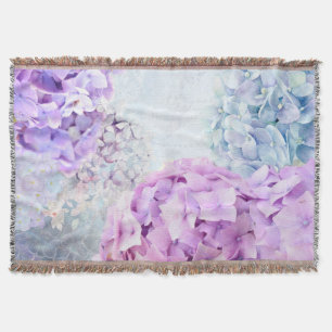 Spring Flower Hydrangea Pastel Collage Throw Blanket