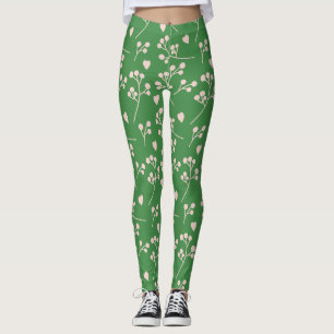 Spring, Flower Leaf Pattern Leggings