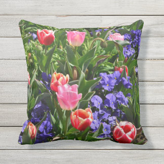 Spring flower outdoor throw pill cushion