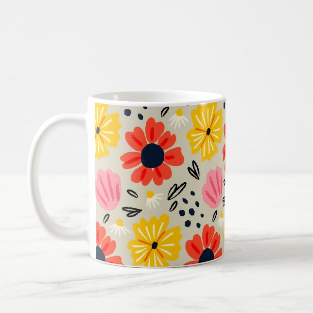 Spring Flower Pattern  Coffee Mug (Left)