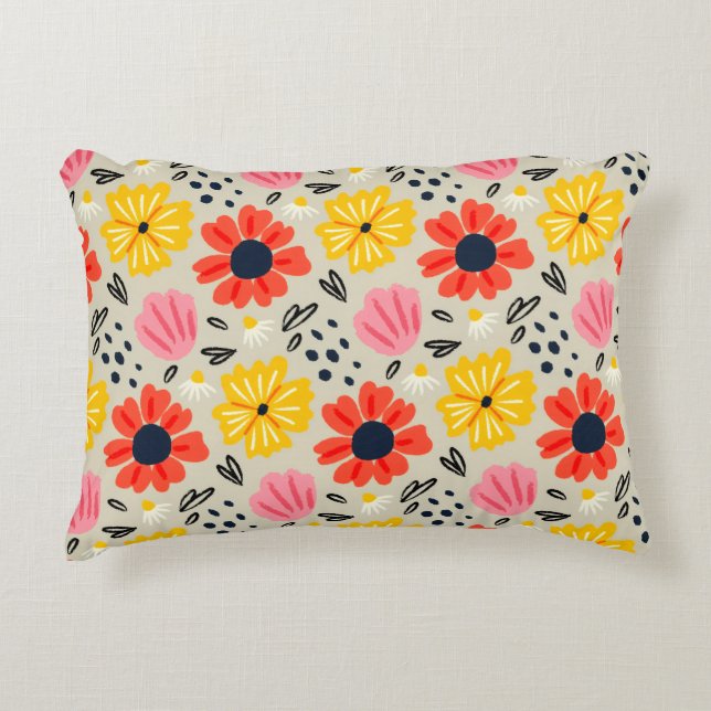 Spring Flower Pattern  Decorative Cushion (Front)