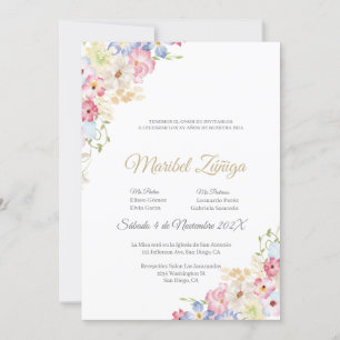 Spring flower Quinceanera invitation