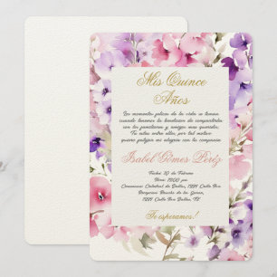 Spring flower quinceañera Spanish Invitation
