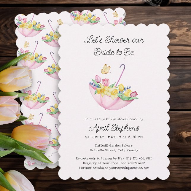 Spring Flower Shower the Bride Pink Bridal Shower Invitation (Spring Flowers Pink Bridal Shower Invitation)