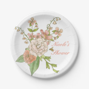 Spring Flower Watercolor Bouquet Paper Plate