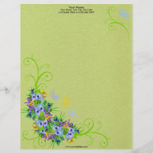Spring Flower with Butterflies Letterhead Design