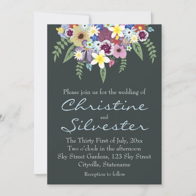 Spring Flowers, 5x7 wedding Invitation (Front)