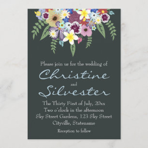Spring Flowers, 5x7 wedding Invitation