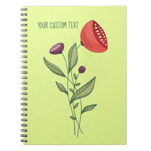 Spring Flowers Abstract Botanical Custom Text Notebook
