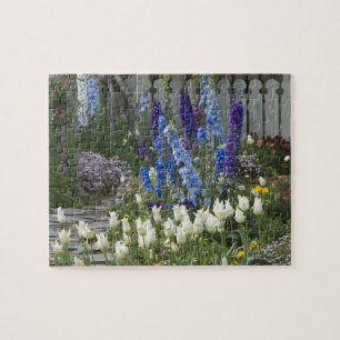 Spring flowers along a garden path, Georgia Jigsaw Puzzle