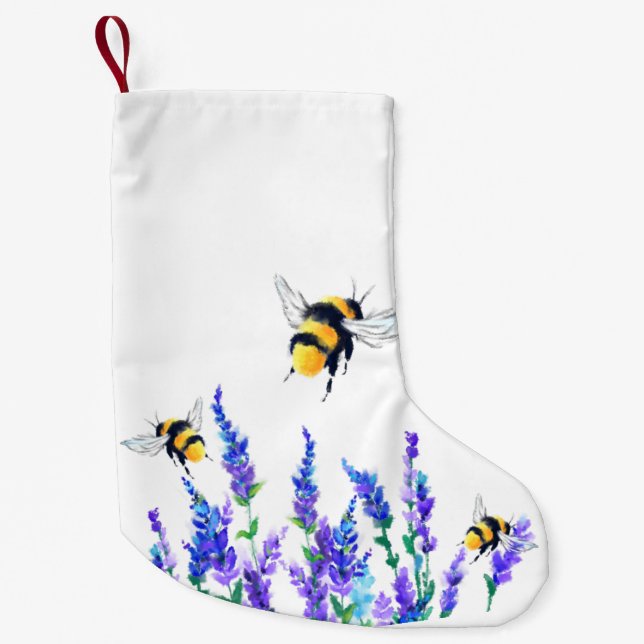 Spring Flowers and Bees Flying Christmas Stocking (Front)
