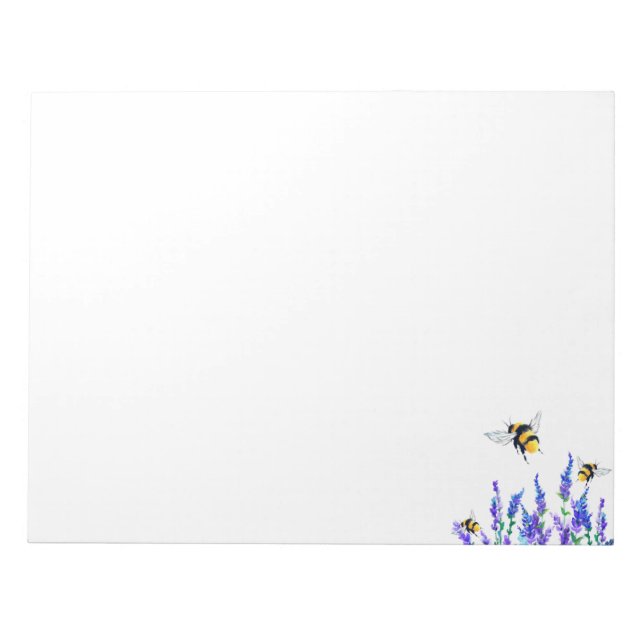 Spring Flowers and Bees Flying Notepad (Front)