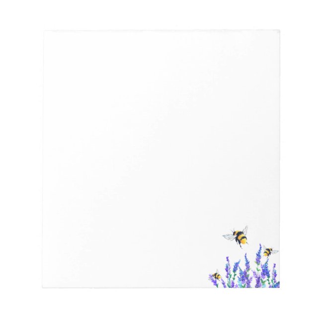Spring Flowers and Bees Flying Notepad (Front)