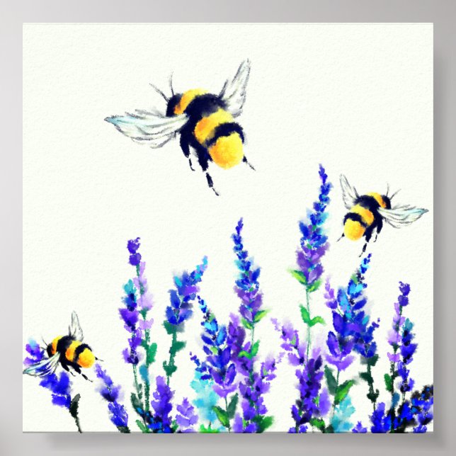 Spring Flowers and Bees Painting Poster (Front)