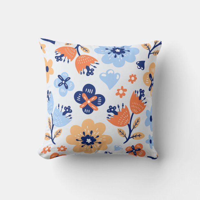 Spring Flowers and Branch pattern cotton  Cushion (Front)