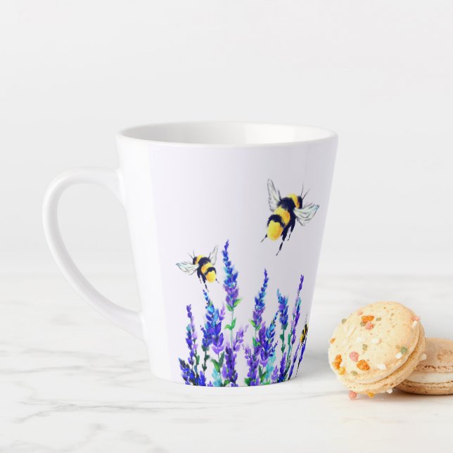 Spring Flowers and Flying Bees Latte Mug (In Situ)