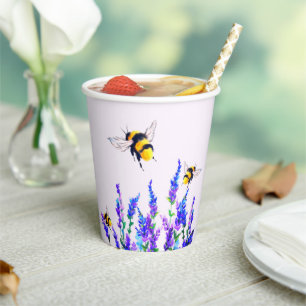 Spring Flowers and Flying Bees Paper Cups