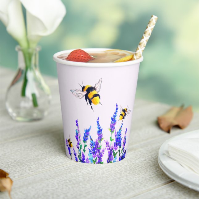 Spring Flowers and Flying Bees Paper Cups (Insitu)