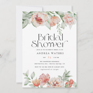 Spring Flowers and Greenery Bridal Shower Invitation
