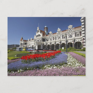 Spring Flowers and Historic Railway Station, Postcard