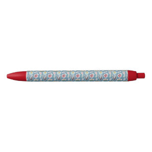 Spring Flowers and Ladybug Pattern Black Ink Pen
